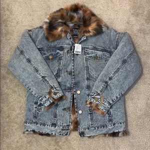 BDG faux fur denim coat size xs/s